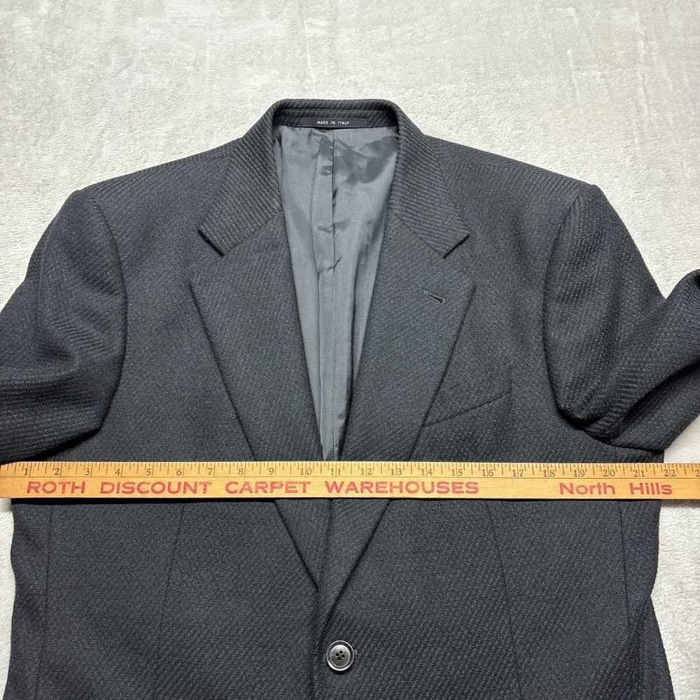 Armani Collezioni Men's Black Gray‎ Textured Stripe Blazer Suit Jacket 42L Wool